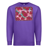 Purple pink rose leopard background Premium Sweatshirt - JahusDesignShop