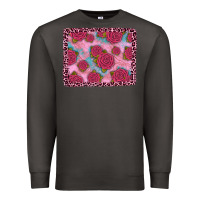 Smoke pink rose leopard background Premium Sweatshirt - JahusDesignShop
