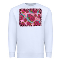 White pink rose leopard background Premium Sweatshirt - JahusDesignShop