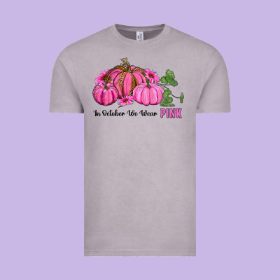 In October We Wear Pink Pumpkin And Sunflowers Vintage Tee Designed By Ranaportraitstore