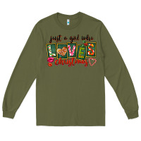 Army Green Just A Girl Who Loves Christmas Long Sleeve Tee - FaDigitalArtStudio