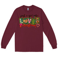 Burgundy Just A Girl Who Loves Christmas Long Sleeve Tee - FaDigitalArtStudio