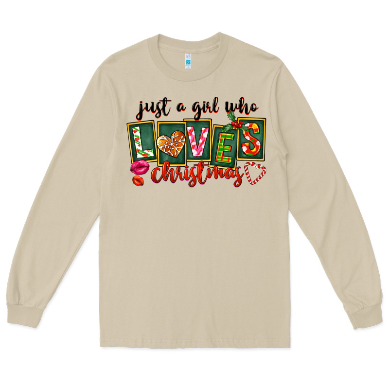 Just A Girl Who Loves Christmas Long Sleeve Tee by FaDigitalArtStudio | Teevron