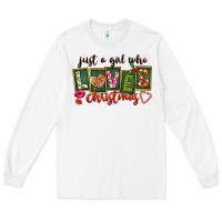 White Just A Girl Who Loves Christmas Long Sleeve Tee - FaDigitalArtStudio