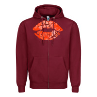 Burgundy basketball lips Zipper Hoodie - AdoDesignShop