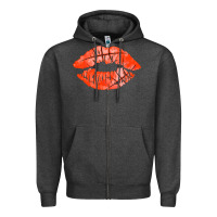 Charcoal Heather basketball lips Zipper Hoodie - AdoDesignShop