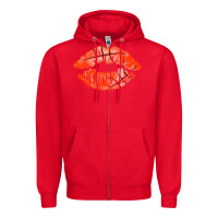 Red basketball lips Zipper Hoodie - AdoDesignShop