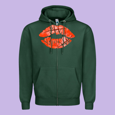 Basketball Lips Zipper Hoodie Designed By Adodesignshop