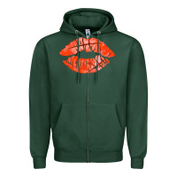 Sports Green basketball lips Zipper Hoodie - AdoDesignShop