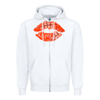 White basketball lips Zipper Hoodie - AdoDesignShop