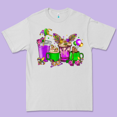Mardi Gras Coffee Cups Premium Tee Designed By Howdyjamesfarm