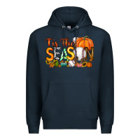 Navy tis the season baseball Premium Hoodie - RacoonDesign