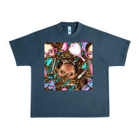 Midnight Navy hairdresser messy bun hand mirror and scissors with leopard and tiger  Urban Heavy Tee - BundleAndBundleShop