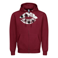 Burgundy soccer lips Zipper Hoodie - AdoDesignShop