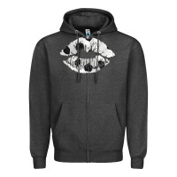 Charcoal Heather soccer lips Zipper Hoodie - AdoDesignShop