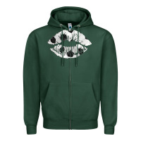 Sports Green soccer lips Zipper Hoodie - AdoDesignShop