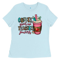 Baby Blue coffee gives me teacher powers Ladies Tee - OliviaCreatesArt