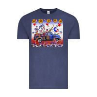 Vintage Denim Fourth Of July Truck American Flag Vintage Tee - FaDigitalArtStudio