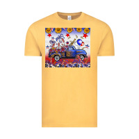 Vintage Mustard Fourth Of July Truck American Flag Vintage Tee - FaDigitalArtStudio