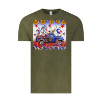 Vintage Olive Fourth Of July Truck American Flag Vintage Tee - FaDigitalArtStudio