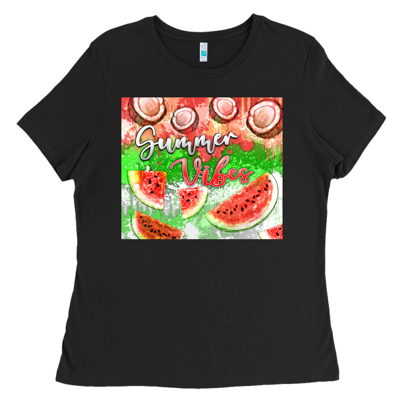Watermelon And Coconut Summer 20oz Skinny Tumbler Ladies Tee by FaDigitalArtStudio | Teevron