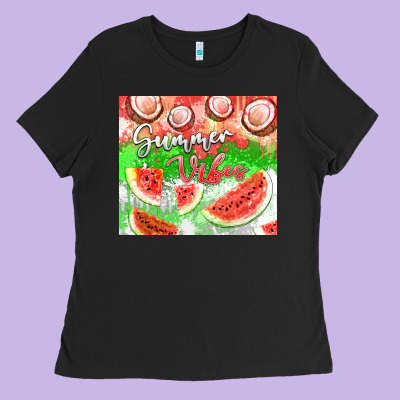 Watermelon And Coconut Summer 20oz Skinny Tumbler Ladies Tee Designed By Fadigitalartstudio