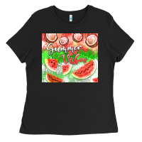 Black Watermelon and coconut summer 20oz skinny tumbler Ladies Tee - FaDigitalArtStudio