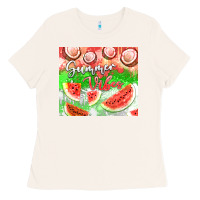 Bone Watermelon and coconut summer 20oz skinny tumbler Ladies Tee - FaDigitalArtStudio