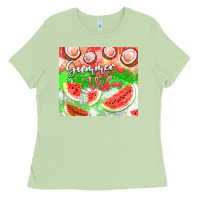 Matcha Watermelon and coconut summer 20oz skinny tumbler Ladies Tee - FaDigitalArtStudio