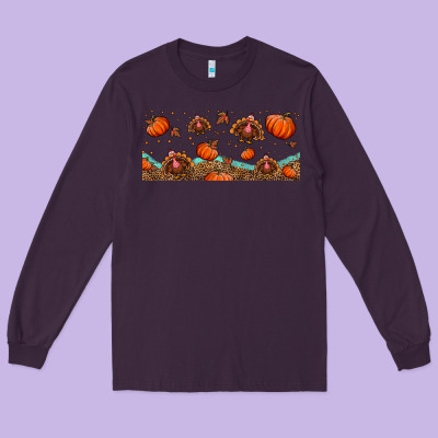 Turkey Thanksgiving Pumpkin Libbey Glass Long Sleeve Tee Designed By Bundleandbundleshop