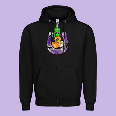 Horseshoe Halloween Zipper Hoodie Designed By Adodesignshop