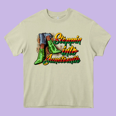 Steppin Into Juneteenth Heels Heavy Core Tee Designed By Cowgirlartshop
