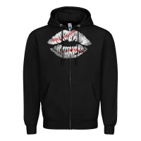 Black baseball lips Zipper Hoodie - AdoDesignShop
