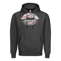 Charcoal Heather baseball lips Zipper Hoodie - AdoDesignShop