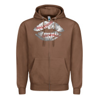 Chestnut baseball lips Zipper Hoodie - AdoDesignShop