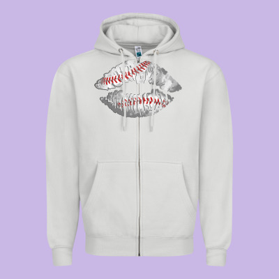 Baseball Lips Zipper Hoodie Designed By Adodesignshop