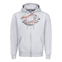 Heather Grey baseball lips Zipper Hoodie - AdoDesignShop