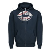 Navy baseball lips Zipper Hoodie - AdoDesignShop