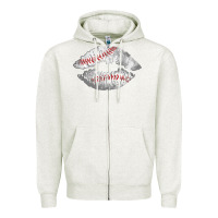 Oatmeal Heather baseball lips Zipper Hoodie - AdoDesignShop