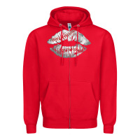 Red baseball lips Zipper Hoodie - AdoDesignShop