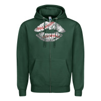 Sports Green baseball lips Zipper Hoodie - AdoDesignShop