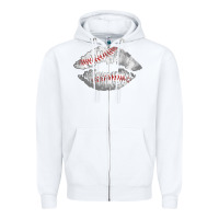 White baseball lips Zipper Hoodie - AdoDesignShop
