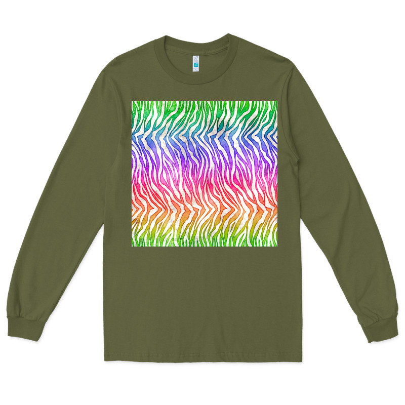 Watercolor Rainbow Tiger Seamless Pattern Long Sleeve Tee by BundleAndBundleShop | Teevron