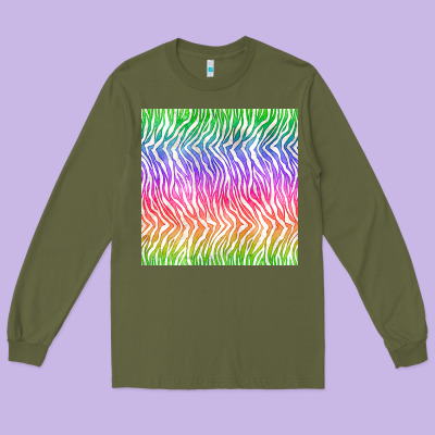 Watercolor Rainbow Tiger Seamless Pattern Long Sleeve Tee Designed By Bundleandbundleshop