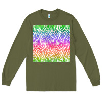 Army Green watercolor rainbow tiger seamless pattern Long Sleeve Tee - BundleAndBundleShop