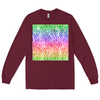 Burgundy watercolor rainbow tiger seamless pattern Long Sleeve Tee - BundleAndBundleShop