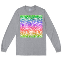 Heather Grey watercolor rainbow tiger seamless pattern Long Sleeve Tee - BundleAndBundleShop