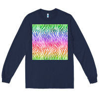 Navy watercolor rainbow tiger seamless pattern Long Sleeve Tee - BundleAndBundleShop