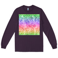 Plum watercolor rainbow tiger seamless pattern Long Sleeve Tee - BundleAndBundleShop