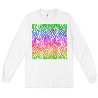 White watercolor rainbow tiger seamless pattern Long Sleeve Tee - BundleAndBundleShop